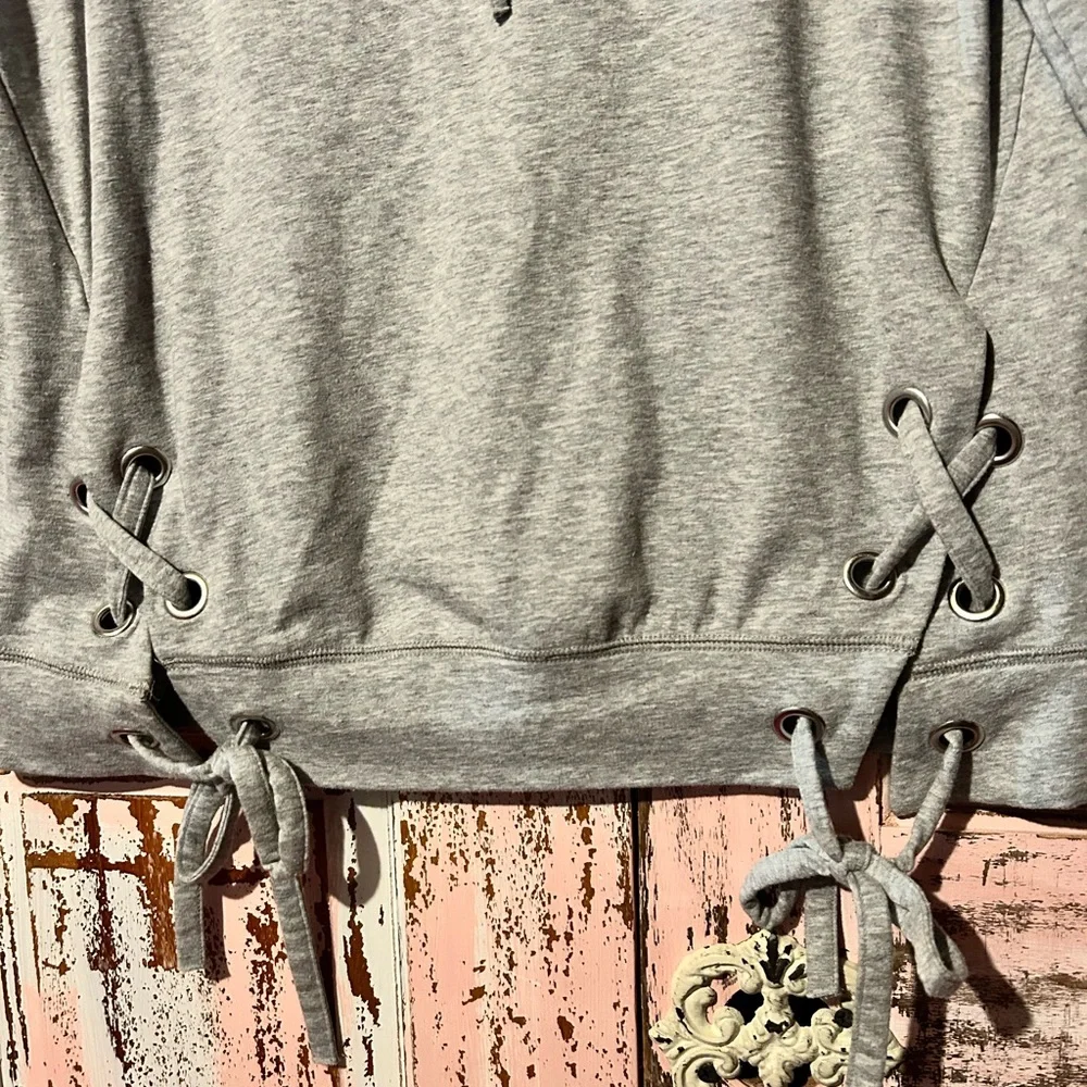 Michael Kors Light Gray Lace-Up Hooded Sweatshirt